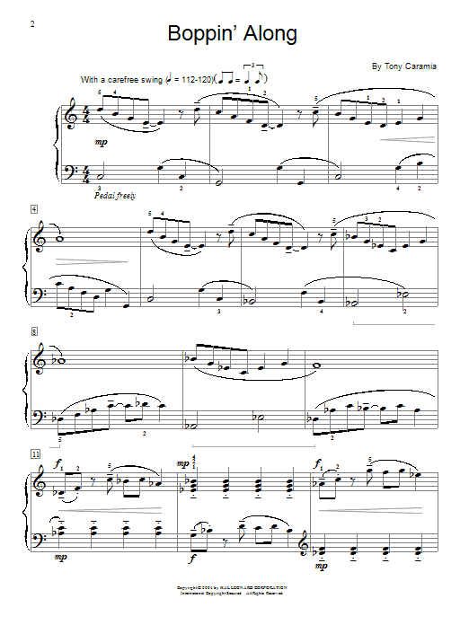 Learn to play Tony Caramia Boppin' Along sheet music for Easy Piano in minutes. Tony Caramia Boppin' Along sheet music notes and chords. Download Printable PDF.
