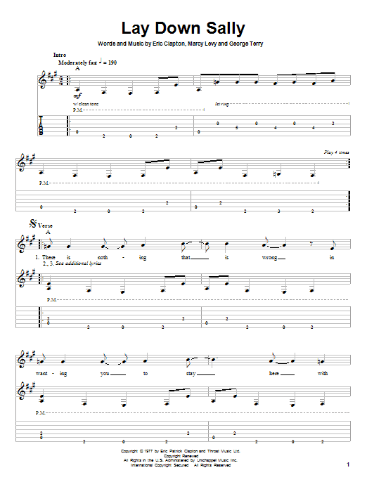 Learn to play Eric Clapton Lay Down Sally sheet music for Guitar Tab in minutes. Eric Clapton Lay Down Sally sheet music notes and chords. Download Printable PDF.