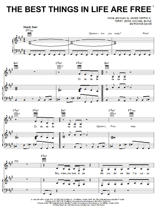 Learn to play Luther Vandross & Janet Jackson The Best Things In Life Are Free sheet music for Piano, Vocal & Guitar (Right-Hand Melody) in minutes. Luther Vandross & Janet Jackson The Best Things In Life Are Free sheet music notes and chords. Download Printable PDF.