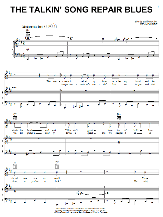Learn to play Alan Jackson The Talkin' Song Repair Blues sheet music for Piano, Vocal & Guitar (Right-Hand Melody) in minutes. Alan Jackson The Talkin' Song Repair Blues sheet music notes and chords. Download Printable PDF.