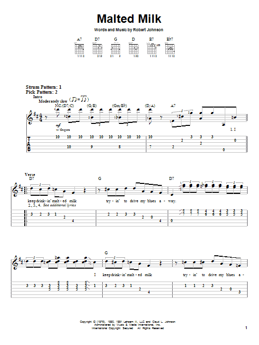 Learn to play Robert Johnson Malted Milk sheet music for Easy Guitar Tab in minutes. Robert Johnson Malted Milk sheet music notes and chords. Download Printable PDF.