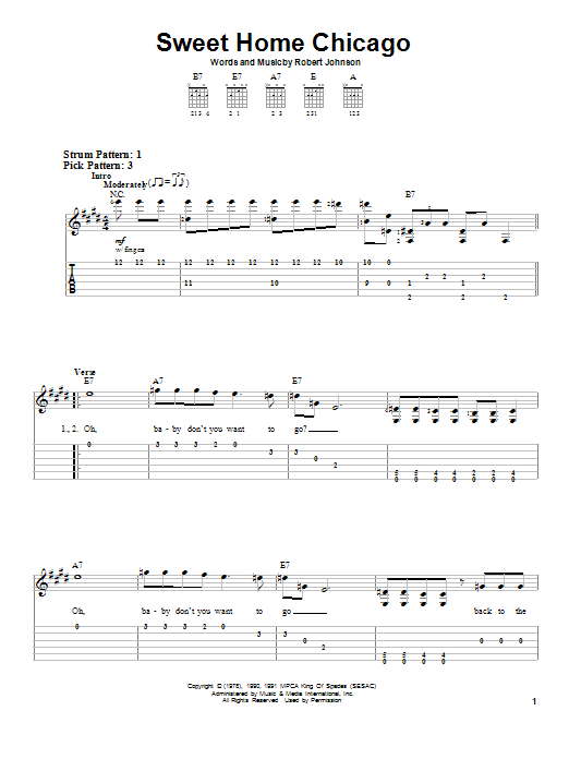 Learn to play Robert Johnson Sweet Home Chicago sheet music for Easy Guitar Tab in minutes. Robert Johnson Sweet Home Chicago sheet music notes and chords. Download Printable PDF.