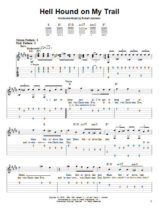 Learn to play Robert Johnson Hell Hound On My Trail sheet music for Easy Guitar Tab in minutes. Robert Johnson Hell Hound On My Trail sheet music notes and chords. Download Printable PDF.