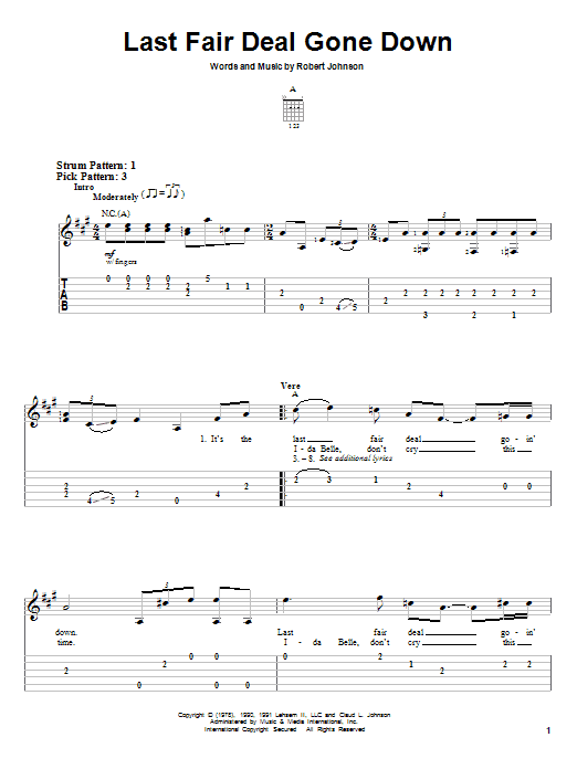 Learn to play Robert Johnson Last Fair Deal Gone Down sheet music for Easy Guitar Tab in minutes. Robert Johnson Last Fair Deal Gone Down sheet music notes and chords. Download Printable PDF.