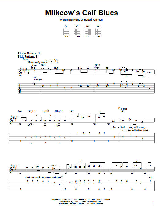 Learn to play Robert Johnson Milkcow's Calf Blues sheet music for Easy Guitar Tab in minutes. Robert Johnson Milkcow's Calf Blues sheet music notes and chords. Download Printable PDF.