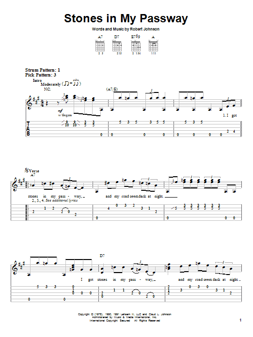 Learn to play Robert Johnson Stones In My Passway sheet music for Easy Guitar Tab in minutes. Robert Johnson Stones In My Passway sheet music notes and chords. Download Printable PDF.