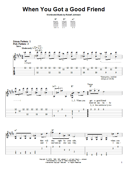Learn to play Robert Johnson When You Got A Good Friend sheet music for Easy Guitar Tab in minutes. Robert Johnson When You Got A Good Friend sheet music notes and chords. Download Printable PDF.