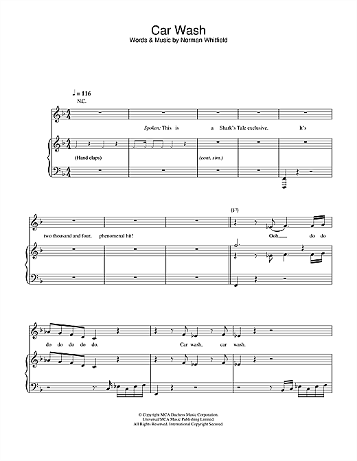 Learn to play Christina Aguilera Car Wash sheet music for Piano, Vocal & Guitar (Right-Hand Melody) in minutes. Christina Aguilera Car Wash sheet music notes and chords. Download Printable PDF.