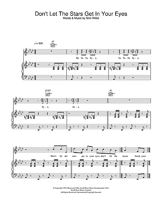 Learn to play Perry Como Don't Let The Stars Get In Your Eyes sheet music for Piano, Vocal & Guitar in minutes. Perry Como Don't Let The Stars Get In Your Eyes sheet music notes and chords. Download Printable PDF.