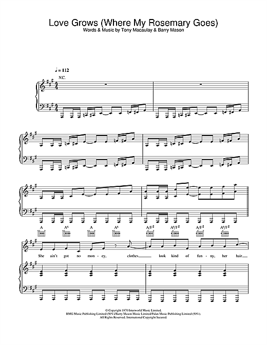 Learn to play Edison Lighthouse Love Grows (Where My Rosemary Goes) sheet music for Piano, Vocal & Guitar in minutes. Edison Lighthouse Love Grows (Where My Rosemary Goes) sheet music notes and chords. Download Printable PDF.