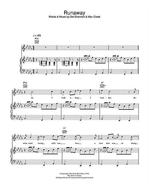 Learn to play Del Shannon Runaway sheet music for Piano, Vocal & Guitar in minutes. Del Shannon Runaway sheet music notes and chords. Download Printable PDF.