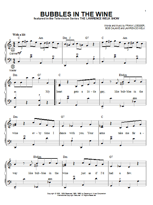 Learn to play Lawrence Welk Bubbles In The Wine sheet music for Accordion in minutes. Lawrence Welk Bubbles In The Wine sheet music notes and chords. Download Printable PDF.