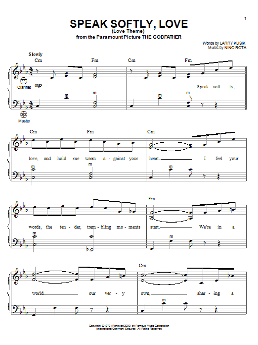 Learn to play Andy Williams Speak Softly, Love (Love Theme) sheet music for Accordion in minutes. Andy Williams Speak Softly, Love (Love Theme) sheet music notes and chords. Download Printable PDF.