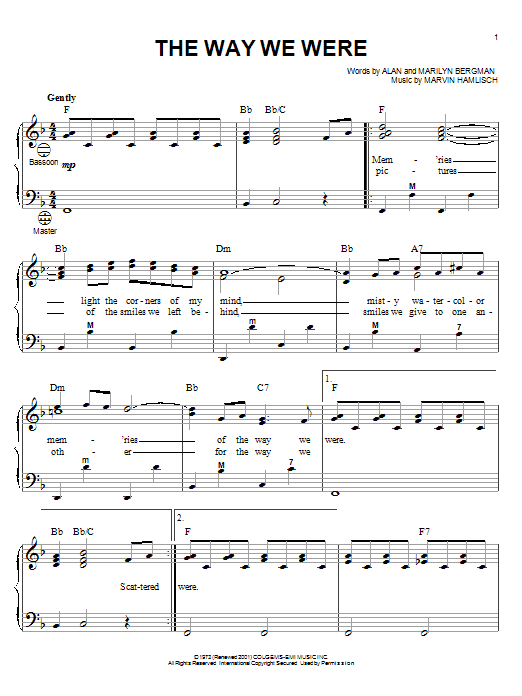 Learn to play Barbra Streisand The Way We Were sheet music for Accordion in minutes. Barbra Streisand The Way We Were sheet music notes and chords. Download Printable PDF.