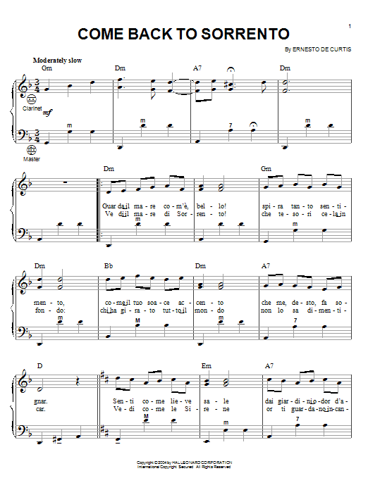Learn to play Dean Martin Come Back To Sorrento sheet music for Accordion in minutes. Dean Martin Come Back To Sorrento sheet music notes and chords. Download Printable PDF.