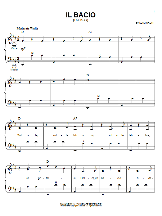 Learn to play Luigi Arditi Il Bacio (The Kiss) sheet music for Accordion in minutes. Luigi Arditi Il Bacio (The Kiss) sheet music notes and chords. Download Printable PDF.