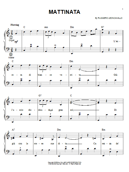 Learn to play Mario Lanza Mattinata sheet music for Accordion in minutes. Mario Lanza Mattinata sheet music notes and chords. Download Printable PDF.