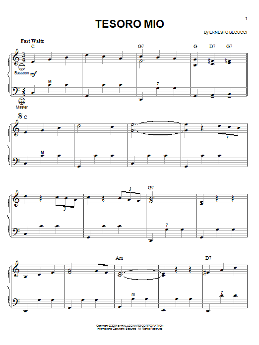 Learn to play Ernesto Becucci Tesoro Mio sheet music for Accordion in minutes. Ernesto Becucci Tesoro Mio sheet music notes and chords. Download Printable PDF.