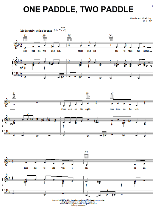 Learn to play Don Ho One Paddle, Two Paddle sheet music for Piano, Vocal & Guitar (Right-Hand Melody) in minutes. Don Ho One Paddle, Two Paddle sheet music notes and chords. Download Printable PDF.