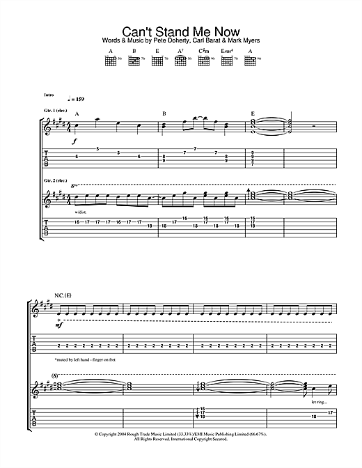 Learn to play The Libertines Can't Stand Me Now sheet music for Guitar Tab in minutes. The Libertines Can't Stand Me Now sheet music notes and chords. Download Printable PDF.
