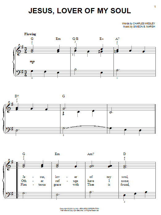 Learn to play Charles Wesley Jesus, Lover Of My Soul sheet music for Easy Piano in minutes. Charles Wesley Jesus, Lover Of My Soul sheet music notes and chords. Download Printable PDF.