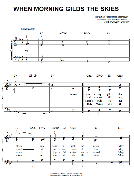 Learn to play Joseph Barnby When Morning Gilds The Skies sheet music for Easy Piano in minutes. Joseph Barnby When Morning Gilds The Skies sheet music notes and chords. Download Printable PDF.