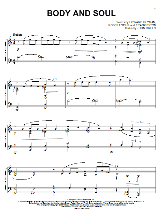 Learn to play Edward Heyman Body And Soul sheet music for Piano in minutes. Edward Heyman Body And Soul sheet music notes and chords. Download Printable PDF.