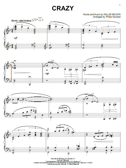 Learn to play Willie Nelson Crazy sheet music for Piano in minutes. Willie Nelson Crazy sheet music notes and chords. Download Printable PDF.