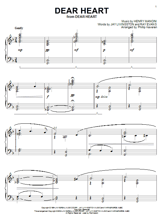 Learn to play Henry Mancini Dear Heart sheet music for Piano in minutes. Henry Mancini Dear Heart sheet music notes and chords. Download Printable PDF.