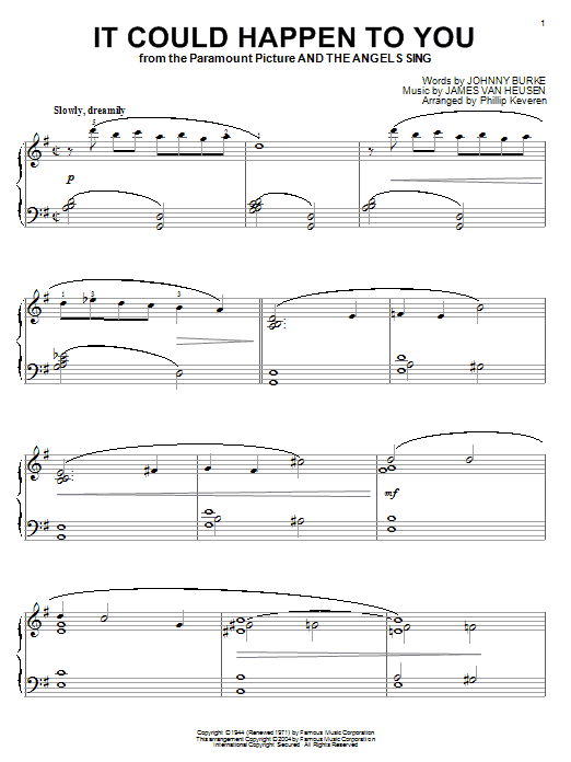 Learn to play Frank Sinatra It Could Happen To You sheet music for Piano in minutes. Frank Sinatra It Could Happen To You sheet music notes and chords. Download Printable PDF.