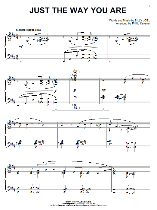 Learn to play Billy Joel Just The Way You Are sheet music for Piano in minutes. Billy Joel Just The Way You Are sheet music notes and chords. Download Printable PDF.