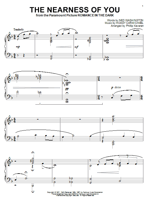 Learn to play Hoagy Carmichael The Nearness Of You sheet music for Piano in minutes. Hoagy Carmichael The Nearness Of You sheet music notes and chords. Download Printable PDF.