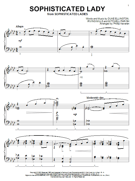 Learn to play Duke Ellington Sophisticated Lady sheet music for Piano in minutes. Duke Ellington Sophisticated Lady sheet music notes and chords. Download Printable PDF.