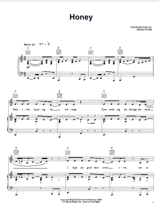 Learn to play Bonnie McKee Honey sheet music for Piano, Vocal & Guitar (Right-Hand Melody) in minutes. Bonnie McKee Honey sheet music notes and chords. Download Printable PDF.