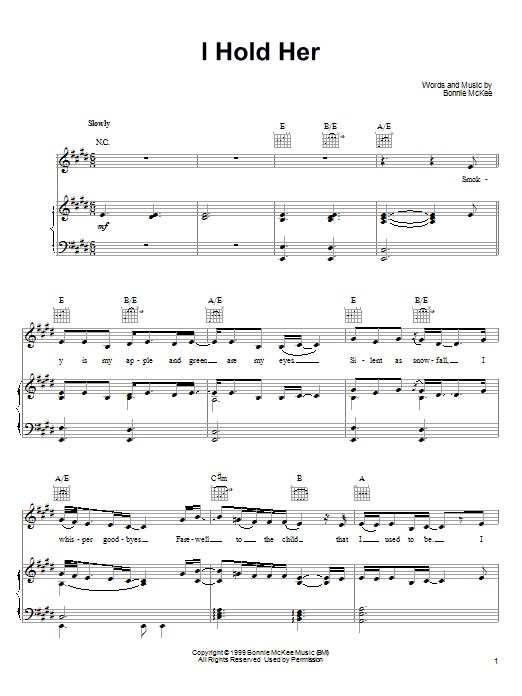 Learn to play Bonnie McKee I Hold Her sheet music for Piano, Vocal & Guitar (Right-Hand Melody) in minutes. Bonnie McKee I Hold Her sheet music notes and chords. Download Printable PDF.