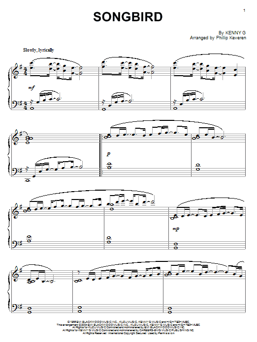 Learn to play Kenny G Songbird sheet music for Piano in minutes. Kenny G Songbird sheet music notes and chords. Download Printable PDF.