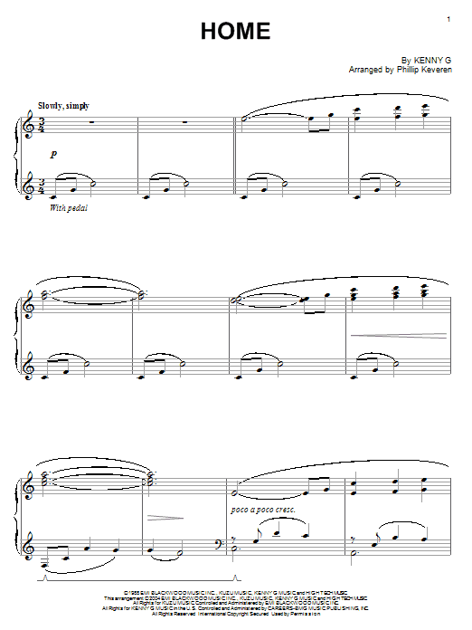 Learn to play Kenny G Home sheet music for Piano in minutes. Kenny G Home sheet music notes and chords. Download Printable PDF.