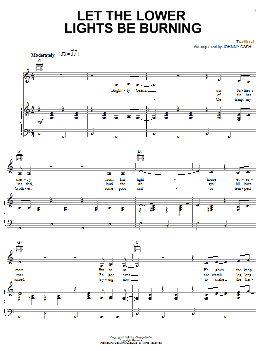 Learn to play Johnny Cash Let The Lower Lights Be Burning sheet music for Piano, Vocal & Guitar (Right-Hand Melody) in minutes. Johnny Cash Let The Lower Lights Be Burning sheet music notes and chords. Download Printable PDF.