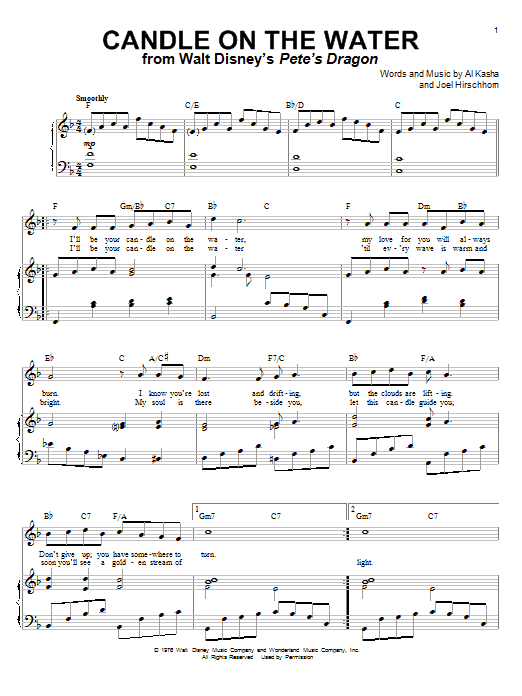 Learn to play Helen Reddy Candle On The Water sheet music for Piano & Vocal in minutes. Helen Reddy Candle On The Water sheet music notes and chords. Download Printable PDF.