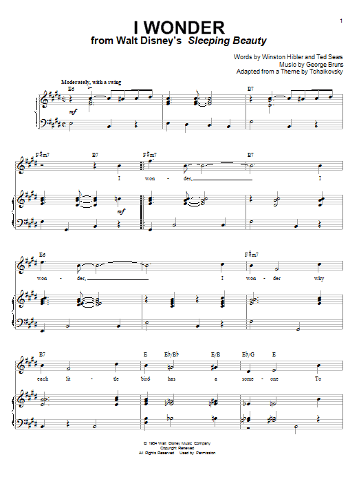 Learn to play Mary Costa I Wonder (from Sleeping Beauty) sheet music for Piano, Vocal & Guitar (Right-Hand Melody) in minutes. Mary Costa I Wonder (from Sleeping Beauty) sheet music notes and chords. Download Printable PDF.