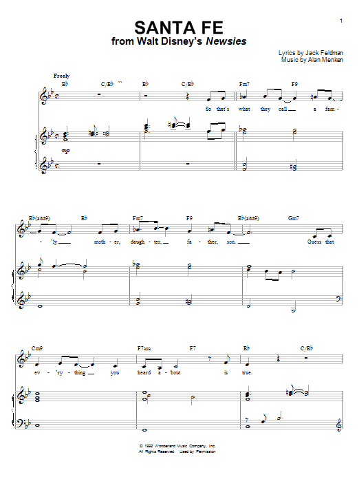 Learn to play Alan Menken Santa Fe sheet music for Piano & Vocal in minutes. Alan Menken Santa Fe sheet music notes and chords. Download Printable PDF.