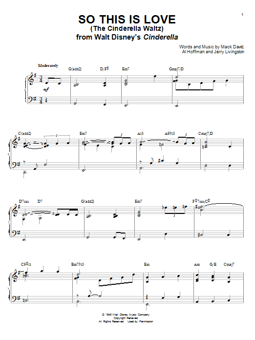 Learn to play Mack David So This Is Love (The Cinderella Waltz) sheet music for Piano & Vocal in minutes. Mack David So This Is Love (The Cinderella Waltz) sheet music notes and chords. Download Printable PDF.