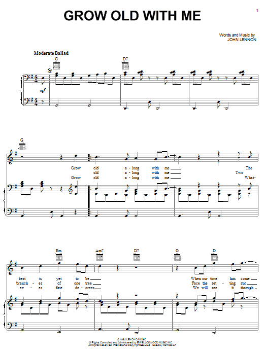 Learn to play Mary Chapin Carpenter Grow Old With Me sheet music for Piano, Vocal & Guitar (Right-Hand Melody) in minutes. Mary Chapin Carpenter Grow Old With Me sheet music notes and chords. Download Printable PDF.