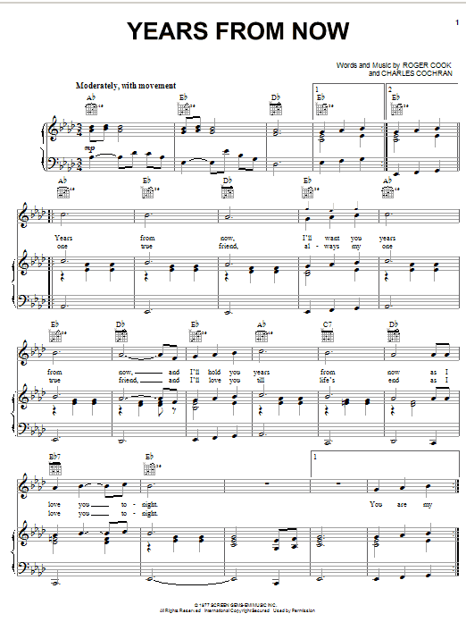 Learn to play Don Williams Years From Now sheet music for Piano, Vocal & Guitar (Right-Hand Melody) in minutes. Don Williams Years From Now sheet music notes and chords. Download Printable PDF.