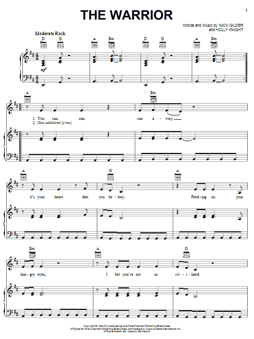 Learn to play Scandal The Warrior sheet music for Piano, Vocal & Guitar (Right-Hand Melody) in minutes. Scandal The Warrior sheet music notes and chords. Download Printable PDF.