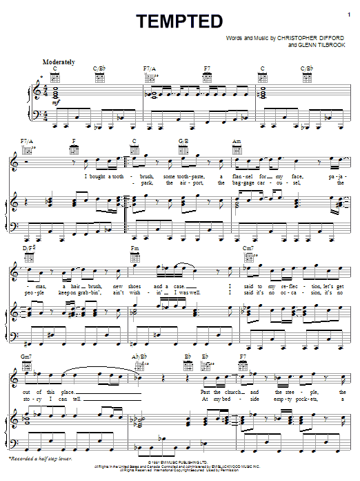 Learn to play Squeeze Tempted sheet music for Piano, Vocal & Guitar (Right-Hand Melody) in minutes. Squeeze Tempted sheet music notes and chords. Download Printable PDF.