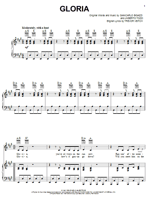 Learn to play Laura Brannigan Gloria (from Flashdance) sheet music for Piano, Vocal & Guitar (Right-Hand Melody) in minutes. Laura Brannigan Gloria (from Flashdance) sheet music notes and chords. Download Printable PDF.