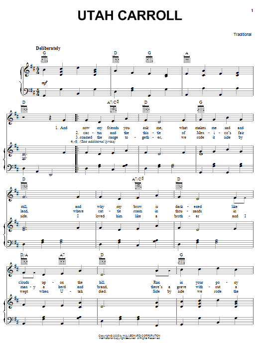 Learn to play Traditional Utah Carroll sheet music for Piano, Vocal & Guitar (Right-Hand Melody) in minutes. Traditional Utah Carroll sheet music notes and chords. Download Printable PDF.