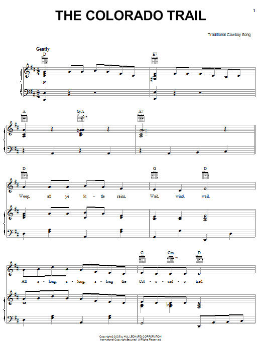Learn to play American Cowboy Song The Colorado Trail sheet music for Piano, Vocal & Guitar (Right-Hand Melody) in minutes. American Cowboy Song The Colorado Trail sheet music notes and chords. Download Printable PDF.