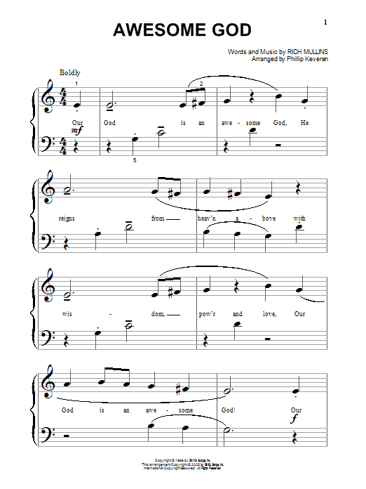 Learn to play Rich Mullins Awesome God sheet music for Piano in minutes. Rich Mullins Awesome God sheet music notes and chords. Download Printable PDF.